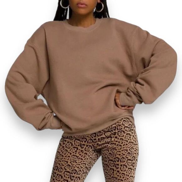 GOOD AMERICAN Sweatshirt Womens M/L Brown BOYFRIEND PUTTY Relaxed Sweater Lounge - Picture 14 of 15